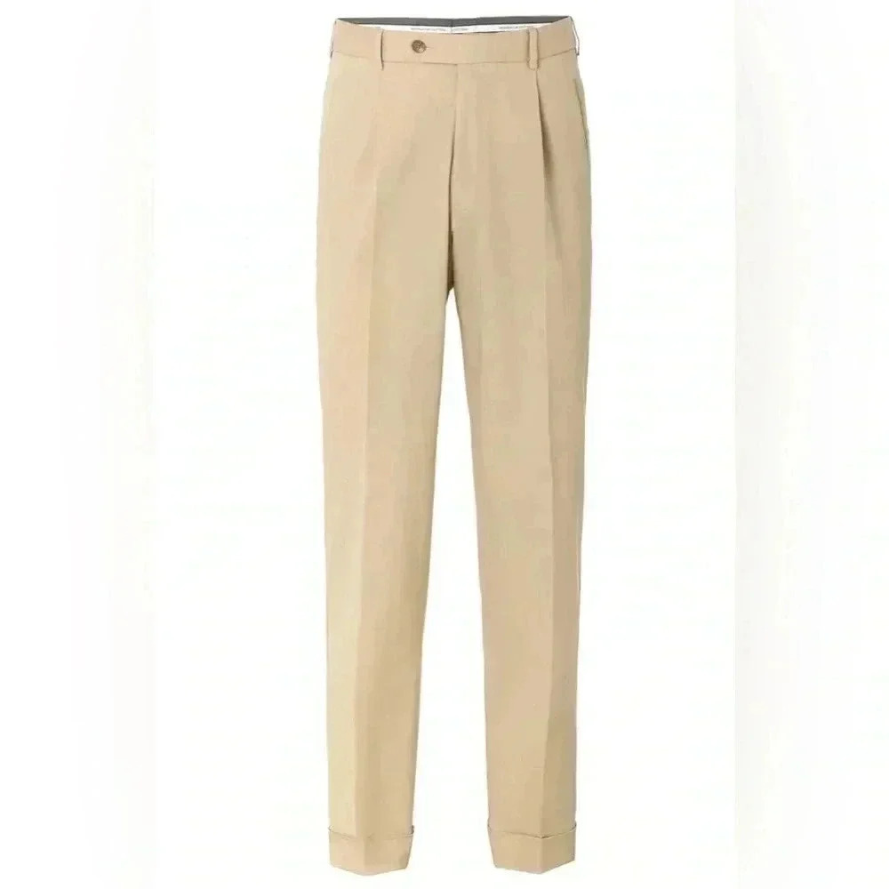Hiltl  designer work khaki straight fit stylish classic stretch dress pants 52